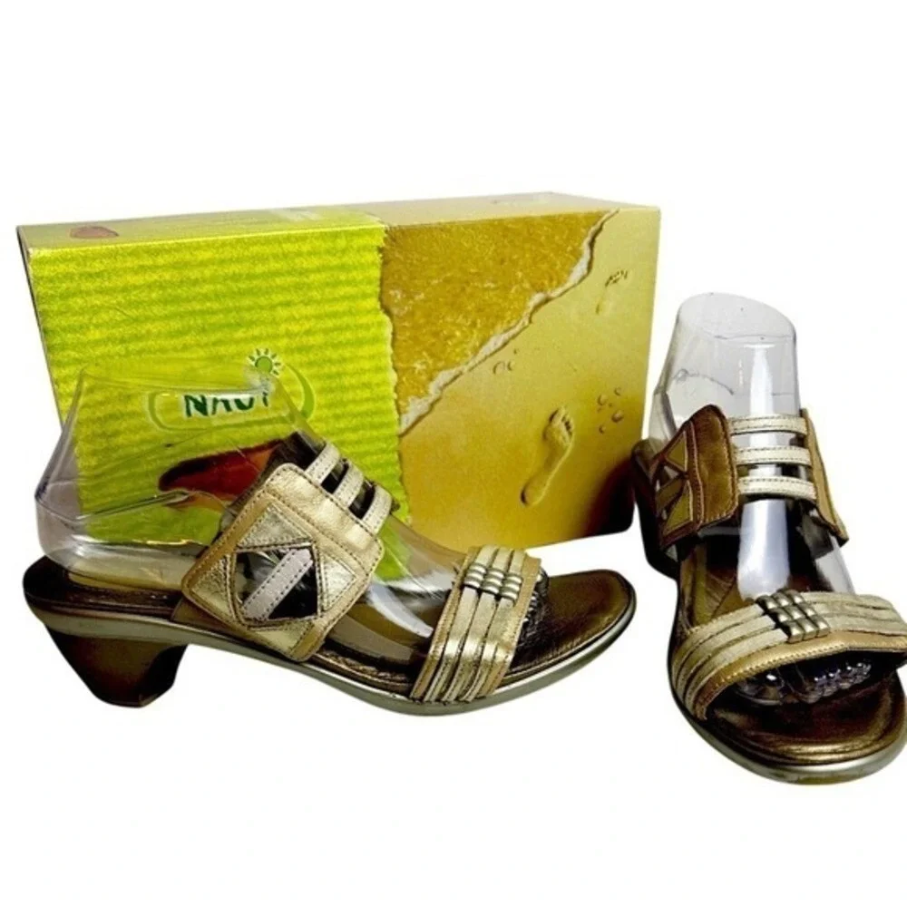 Naot Afrodita‎ Women's Sandals Champagne Silver Leather Slip On Heels Sandals KC